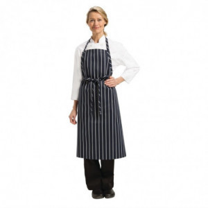 Förkläde i premiumvävt material med marinblå och vita ränder - Chef Works - Fourniresto