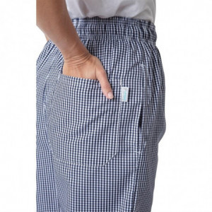 Unisex Vegas Blue and White Checkered Kitchen Pants - Size L - Whites Chefs Clothing - Fourniresto