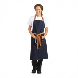 Serverförkläde i blå denim med bomullsband 1000 x 700 mm - Whites Chefs Clothing - Fourniresto
