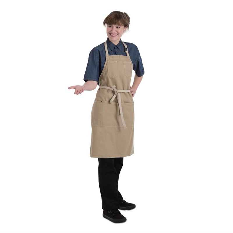 Beige Urban Dorset Cotton Bib Apron 762 x 863 mm - Chef Works - Fourniresto