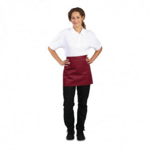 Kort servitörsförkläde i bordeauxfärgad polycotton 373 x 750 mm - Whites Chefs Clothing - Fourniresto