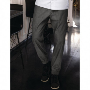 Kitchen Jogger Pants with Fine Black and White Stripes - Size L - Chef Works - Fourniresto