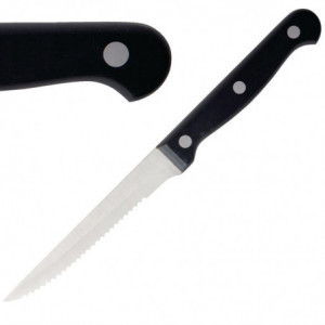 Köttkniv med svart handtag och tandad klinga 215 mm - 12-pack - Olympia - Fourniresto