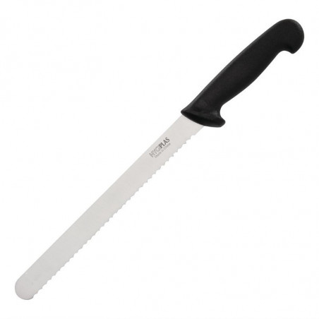 Kniv med tandad klinga svart 25,5 cm - Hygiplas - Fourniresto