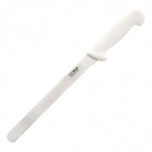 Kniv för att skära vit tandad klinga 25,5 cm - Hygiplas - Fourniresto