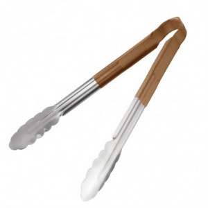 Brown Stainless Steel 300 mm Serving Tongs - Vogue - Fourniresto