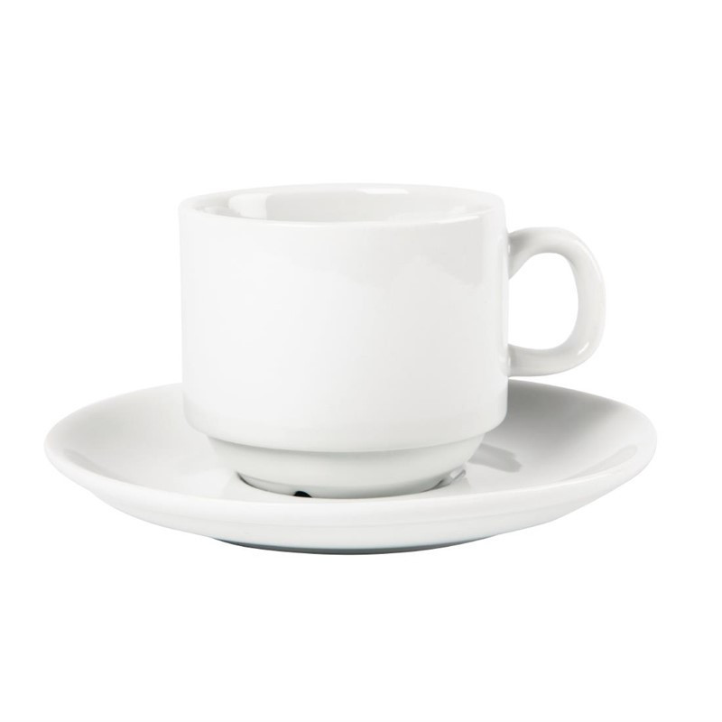 Staplingsbar Vit Tekopp Whiteware 200 ml Ø 80 mm - Set om 12 - Olympia - Fourniresto