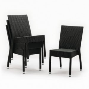 Rottinkinen pinottava harmaa-antrasiitin värinen tuoli - 4 kpl - Bolero - Fourniresto