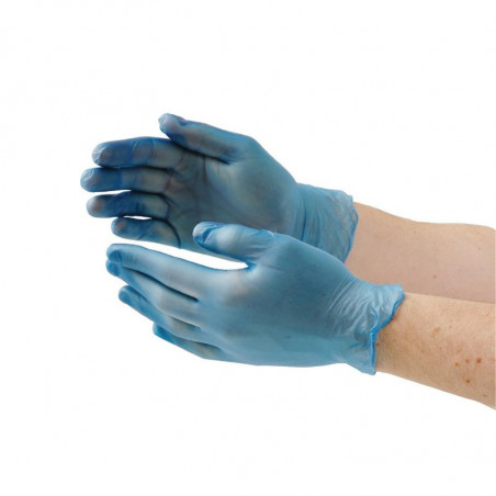 Engångshandskar i blått vinyl utan pulver Storlek L - 100-pack - Vogue - Fourniresto