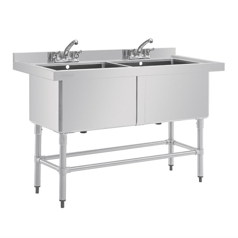Double Sink with Backsplash 2 X 100 L 1410 X 600 Mm - Vogue - Fourniresto