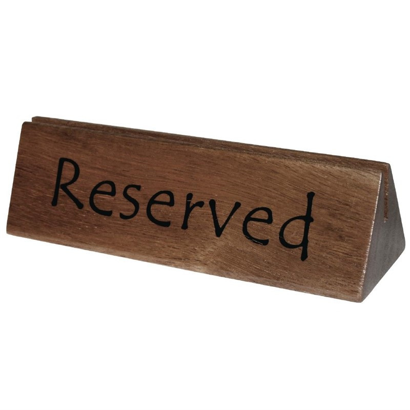 Wooden Reserved Table Sign 150 x 35 mm - Olympia - Fourniresto