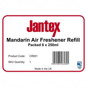 Air Freshener Refill 270 ml Mandarin - Pack of 6 - Jantex - Fourniresto