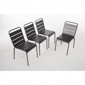 Chaise Empliable à Lattes Grise en Acier - Lot de 4 - Bolero - Fourniresto