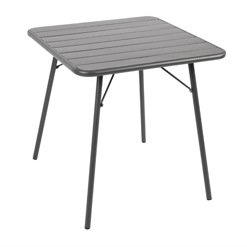 Square Grey Steel Slatted Table 700 x 700 mm - Bolero - Fourniresto