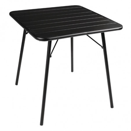 Table à Lattes Noire Carrée en Acier 700 x 700 mm - Bolero - Fourniresto