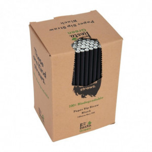 Svarta komposterbara pappersrör - 250-pack - Fiesta Green - Fourniresto