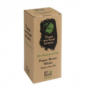 Vita komposterbara papperssugrör 210 mm - Förpackning med 250 - Fiesta Green - Fourniresto