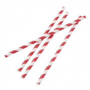 Compostable Red and White Striped Paper Straws 210mm - Pack of 250 - Fiesta Green - Fourniresto