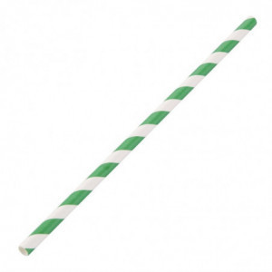 Paperikompostoitavat raidalliset vihreät ja valkoiset pillit 210 mm - 250 kpl - Fiesta Green - Fourniresto
