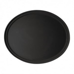 Oval Fiberglass Non-Slip Camtread Black Service Tray - Cambro - Fourniresto