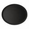 Oval Fiberglass Non-Slip Camtread Black Service Tray - Cambro - Fourniresto