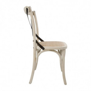 Tammesta valmistettu hiekanvärinen tuoli ristiselkänojalla - 2 kpl - Bolero - Fourniresto