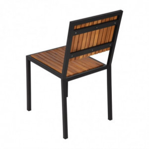 Steel and Acacia Chairs - Set of 4 - Bolero - Fourniresto