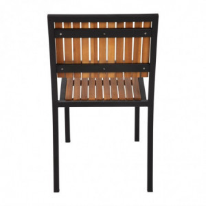 Steel and Acacia Chairs - Set of 4 - Bolero - Fourniresto