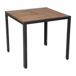 Fyrkantigt bord i stål och akacia 80 cm - Bolero - Fourniresto