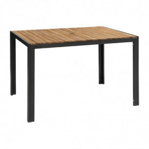 Rectangular Steel and Acacia Table - 120 cm - Bolero - Fourniresto