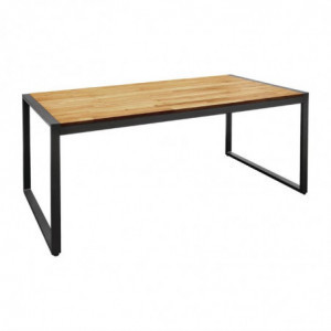 Table Industrielle Rectangulaire Acier et Acacia 180 cm  - Bolero - Fourniresto