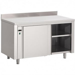 Ruostumattomasta teräksestä valmistettu lämmitetty kaappi selkänojalla - L 2000 x S 700mm - Gastro M