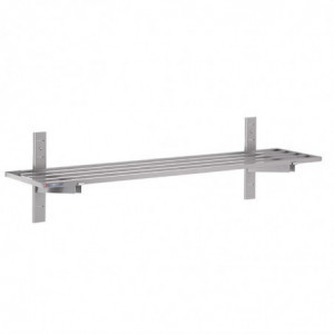 Väggmonterad hylla i rostfritt stål - L 1800 x 400mm - Gastro M