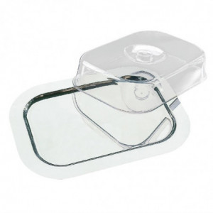 Rectangular Stainless Steel Tray with Transparent Lid - APS - Fourniresto