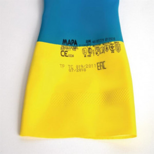 Vedenpitävät kevyet kemikaalisuojakäsineet siniset ja keltaiset Mapa 405 - Koko M - Mapa