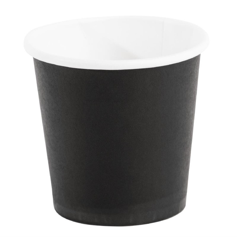 Disposable Black Espresso Coffee Cups - 120ml - Pack of 50 - Fiesta