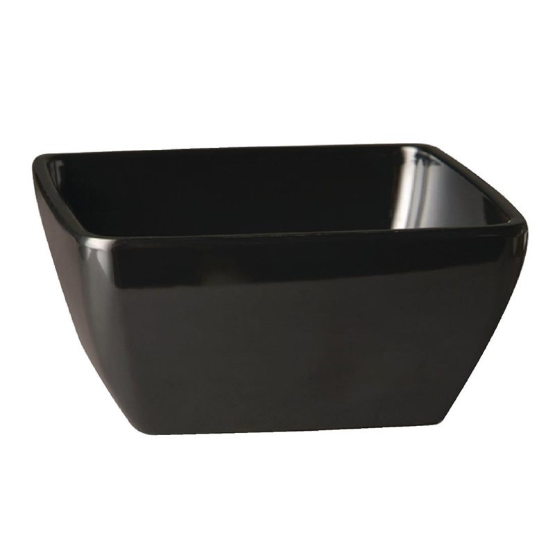 Square Melamine Bowl Pure Black - 190mm - APS - Fourniresto