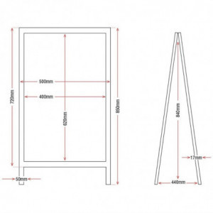 Kävelytiekehyksen puukehys 850 x 500 mm - Olympia - Fourniresto