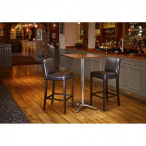 High bar stool with backrest in faux leather - Dark brown - Bolero - Fourniresto