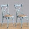 Tuolit, joissa on patinoitu puinen ristikkomallinen selkänoja - siniset - Bolero - Fourniresto