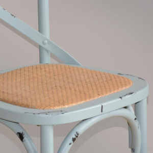 Tuolit, joissa on patinoitu puinen ristikkomallinen selkänoja - siniset - Bolero - Fourniresto
