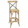 Wooden Bar Stool with Crossed Backrest - Metal - Bolero - Fourniresto