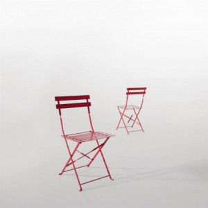 Chaises De Terrasse En Acier - Rouges - Lot De 2 - Bolero - Fourniresto