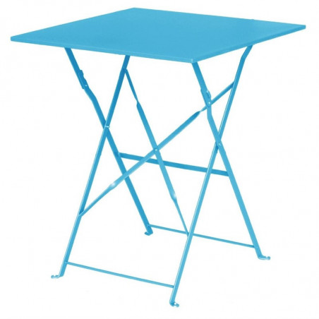 Table de terrasse carrée en acier - bleu turquoise - 600mm - Bolero - Fourniresto