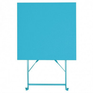 Square steel terrace table - turquoise blue - 600mm - Bolero - Fourniresto
