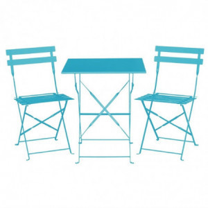 Table de terrasse carrée en acier - bleu turquoise - 600mm - Bolero - Fourniresto