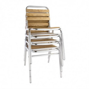 Bistrostolar i ask och aluminium - Set om 4 - Bolero - Fourniresto