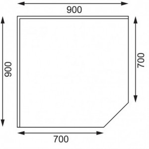 Kulmapöytä ruostumattomasta teräksestä - L 900 x 700mm - Vogue