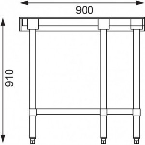 Kulmapöytä ruostumattomasta teräksestä - L 900 x 700mm - Vogue