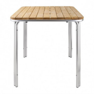 Fyrkantigt bord i ask och aluminium 700mm - Bolero - Fourniresto